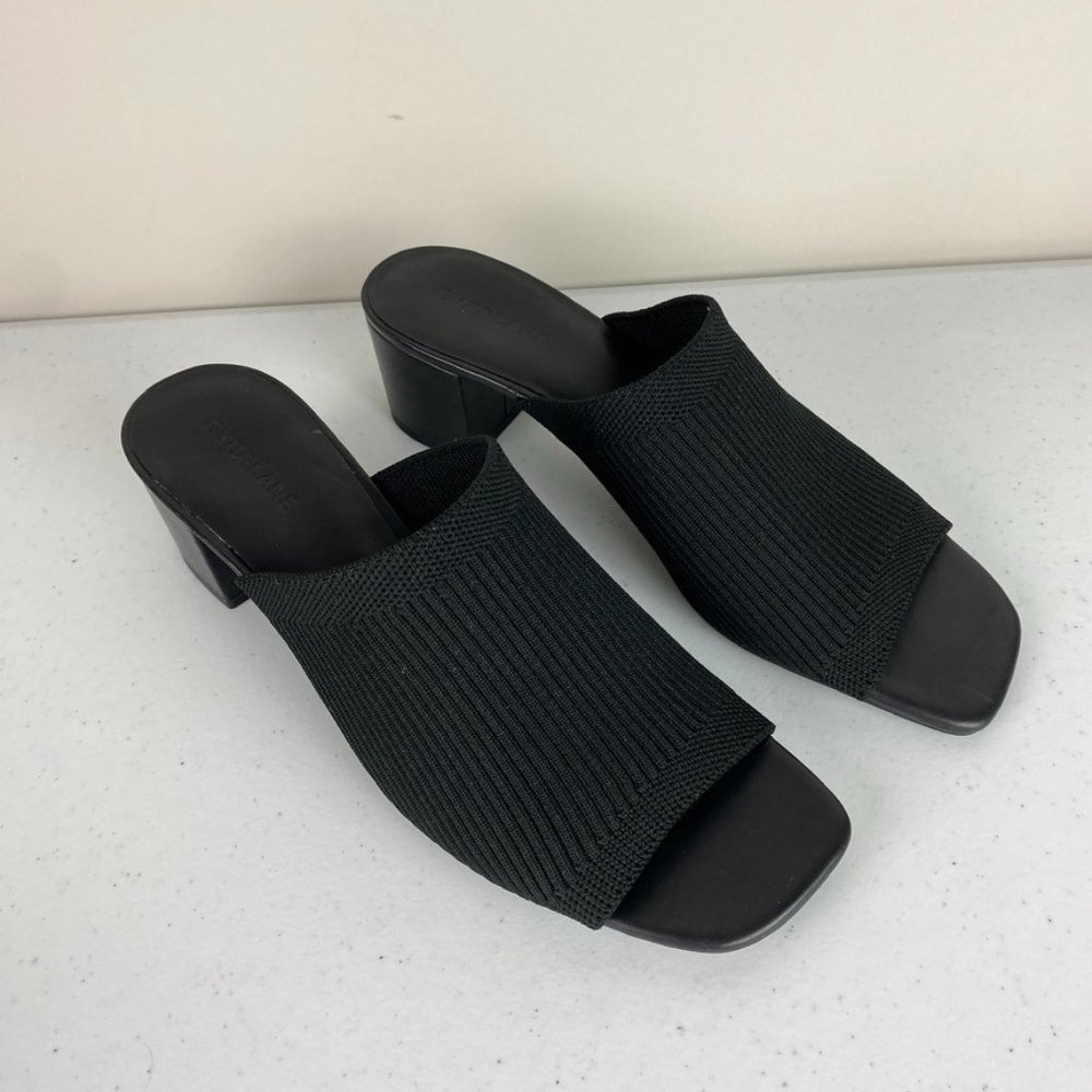 Everlane Black Knit Heeled Mules